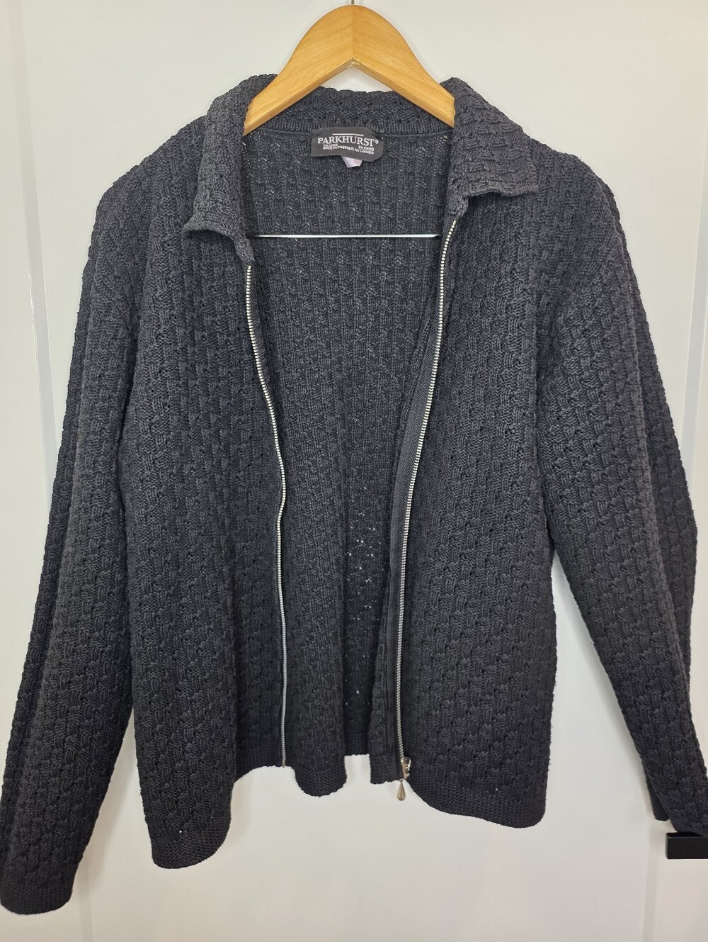 Parkhurst Black Zip Cardigan Sweater SZ L